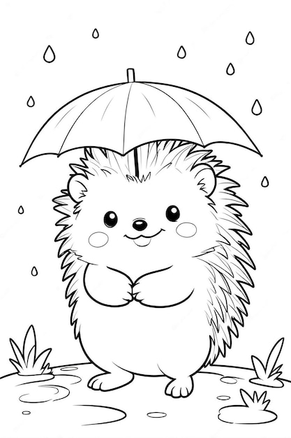 a cartoon of a hedgehog with an umbrella over his head