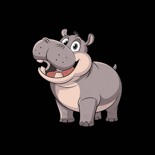 Cartoon hippo with open mouth and teeth wide open generative ai