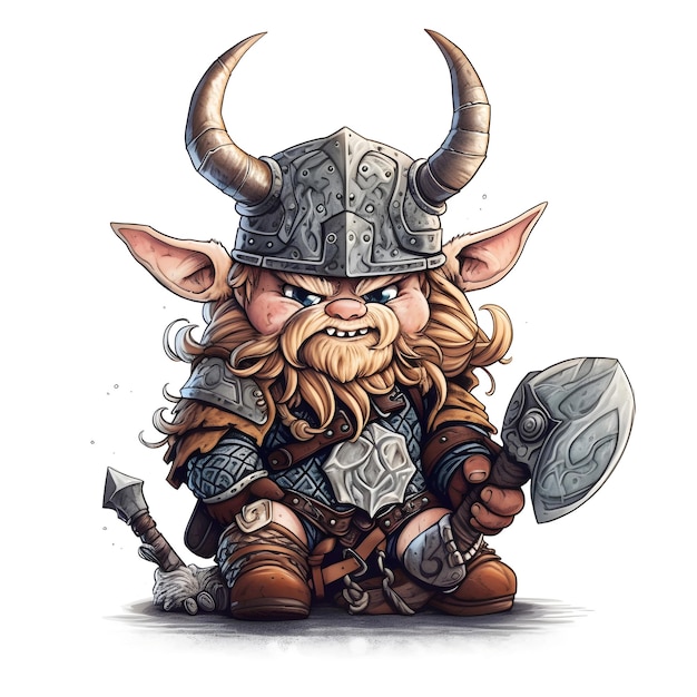 A cartoon of a horned warrior with horns and horns.