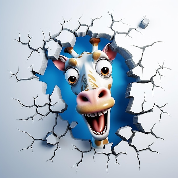 a cartoon horse head with a blue background with a bull head in the middle