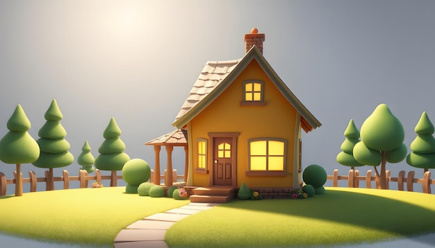 Photo cartoon house isolated with white highlights