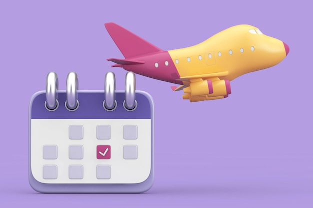 Cartoon Icon Calendar with Cartoon Toy Icon Airplane 3d Rendering