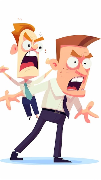 cartoon illustration Angry boss office manager