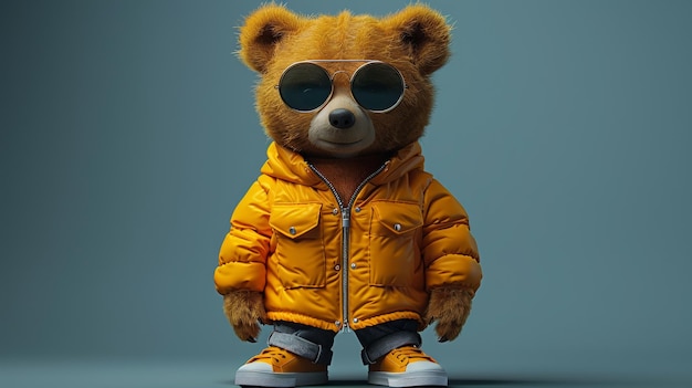 Cartoon illustration of a bear wearing sunglasses and gold sneakers with the misfit slogan