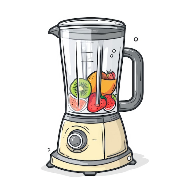 Photo a cartoon illustration of a blender with fruit inside