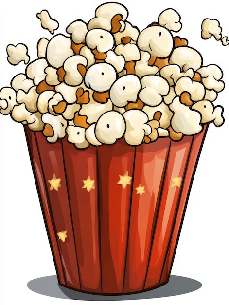 Photo cartoon illustration of a bucket of popcorn