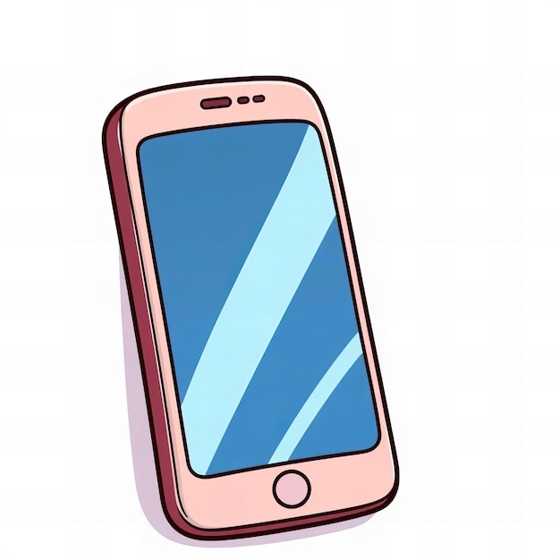 Photo cartoon illustration of a cell phone with a blue screen