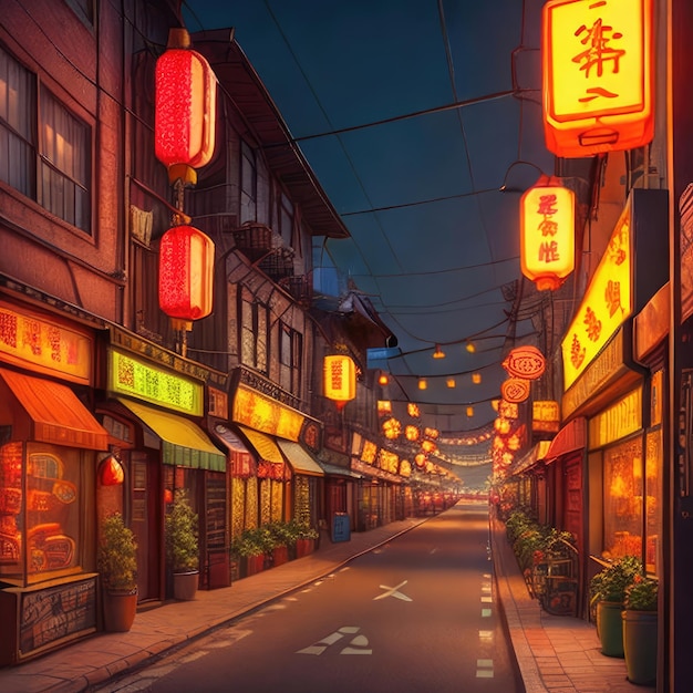 cartoon illustration of chinatown