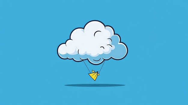 Photo cartoon illustration of a cloud with an ice cream cone on it