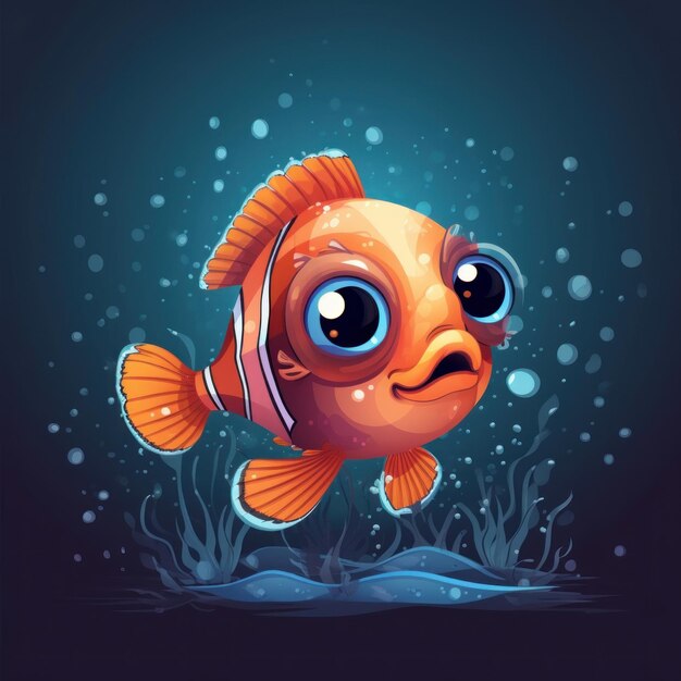 A cartoon illustration of a clown fish