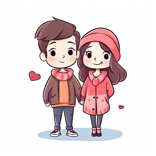 Cartoon illustration of a couple in love