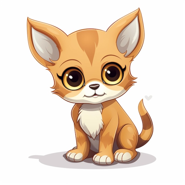 cartoon illustration of a cute little brown dog with big eyes generative ai