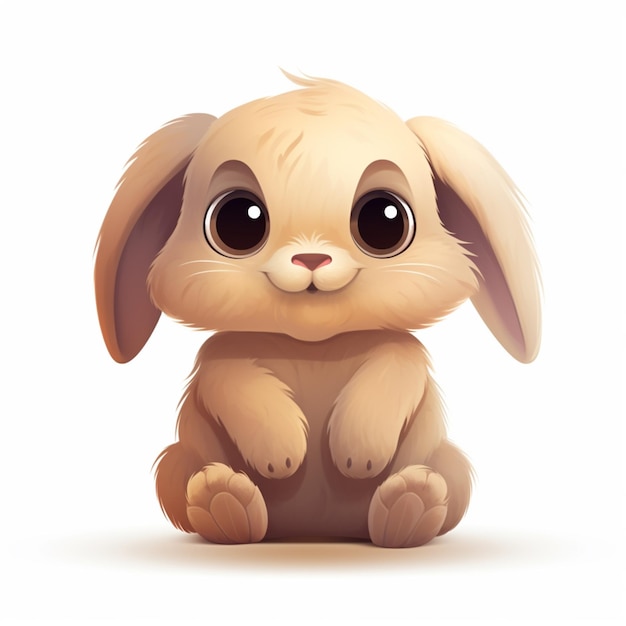 cartoon illustration of a cute little bunny sitting on the ground generative ai