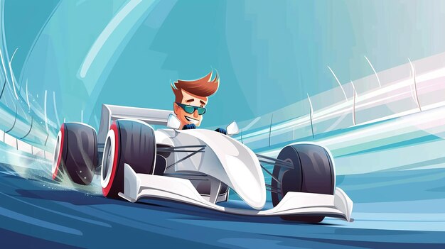 Photo cartoon illustration formula 1 racing player