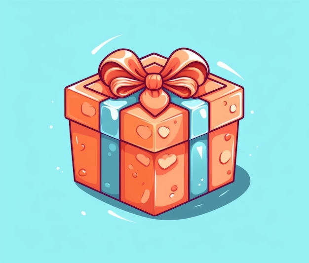 A cartoon illustration of a gift with a bow on it.