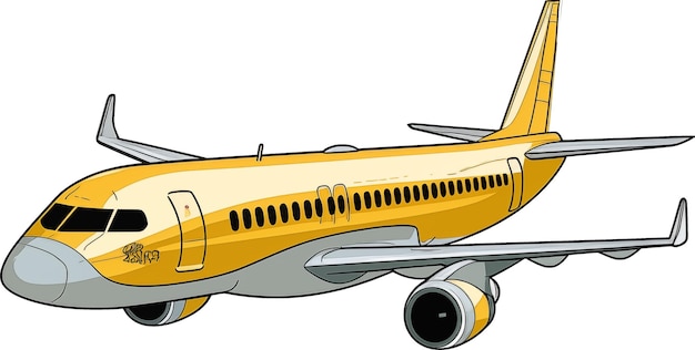 Cartoon Illustration Of A Golden Plane Photo