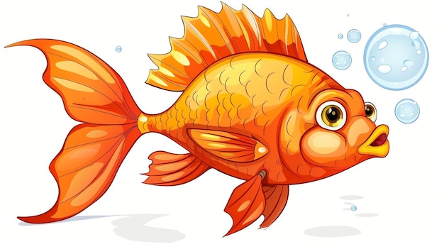 Cartoon illustration of a goldfish blowing bubbles