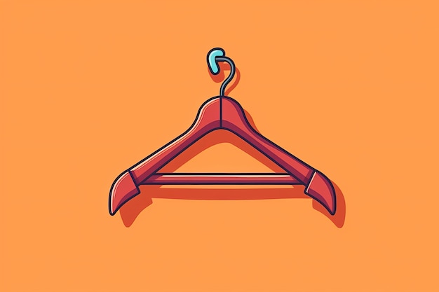 A cartoon illustration of a hanger with a single hanger on an orange background.