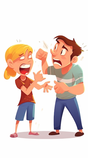 cartoon illustration Kids bad behavior boys making