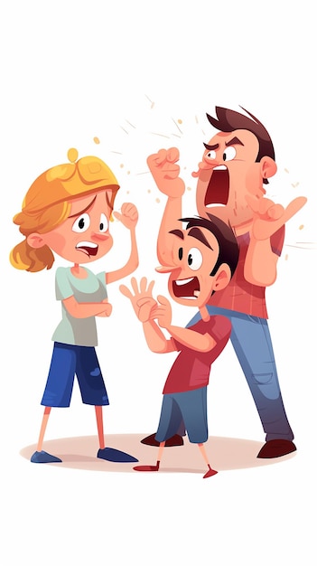 cartoon illustration Kids bad behavior boys making