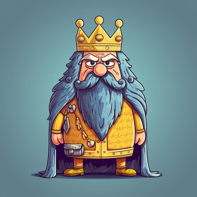 a cartoon illustration of a king with a beard and a crown generative ai