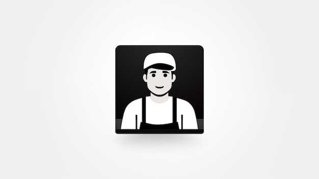 Cartoon illustration of a male worker wearing a cap and uniform