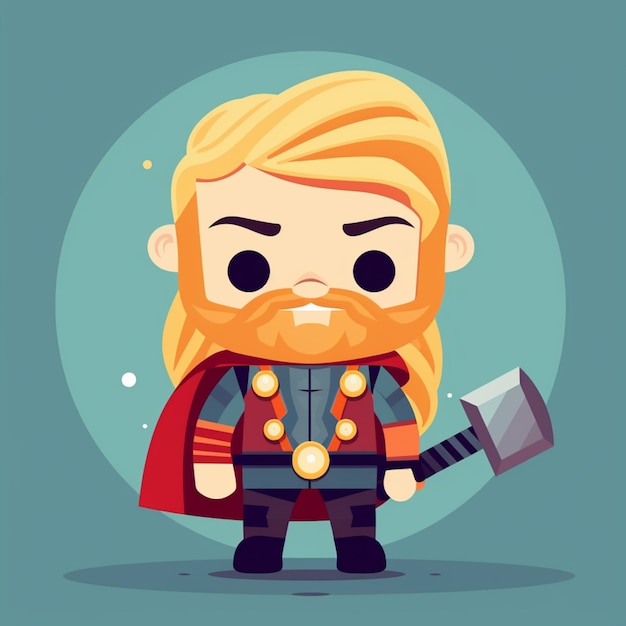 A cartoon illustration of a man with a beard and a hammer generative ai