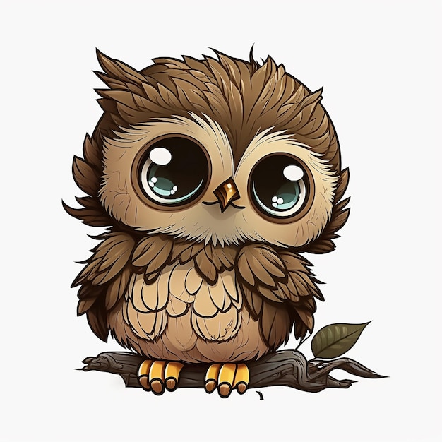 Cartoon illustration of an owl with big eyes