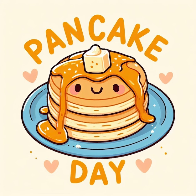 a cartoon illustration of pancakes with hearts and hearts