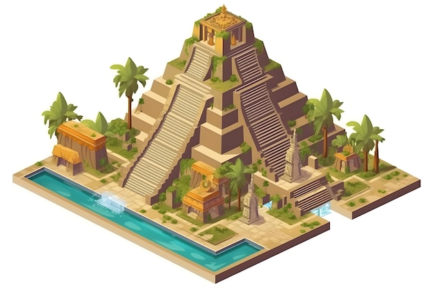 A cartoon illustration of a pyramid with the word pyramid on it.