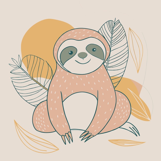 Photo cartoon illustration of sloth vector