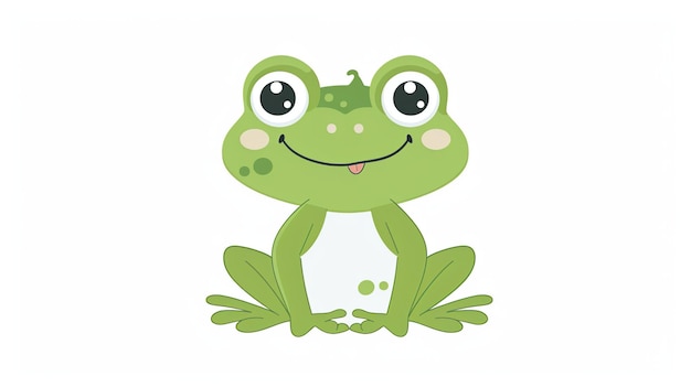 Photo cartoon illustration of a smiling green frog