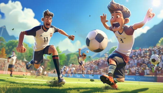 Photo a cartoon illustration of a soccer game with the number 11 on the front