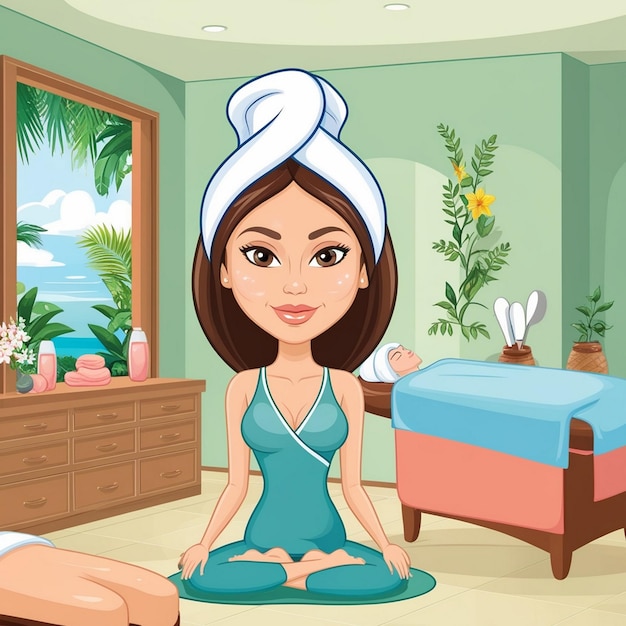 Photo a cartoon illustration of spa and skincare bliss