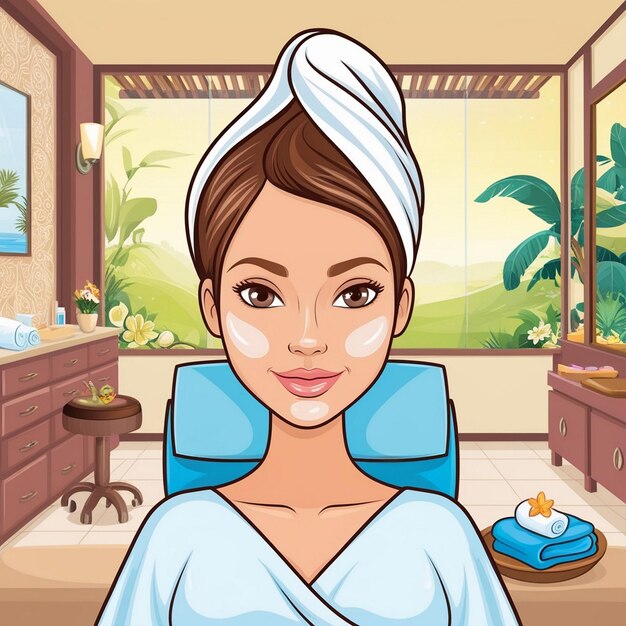 Photo a cartoon illustration of spa and skincare bliss