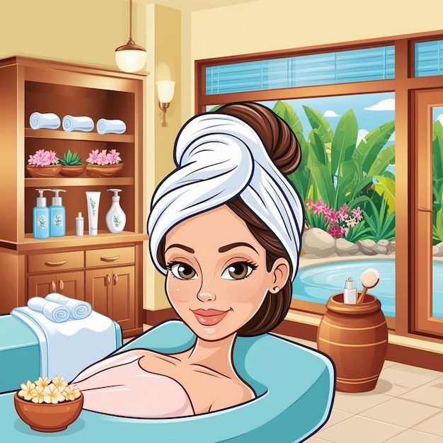 Photo a cartoon illustration of spa and skincare bliss