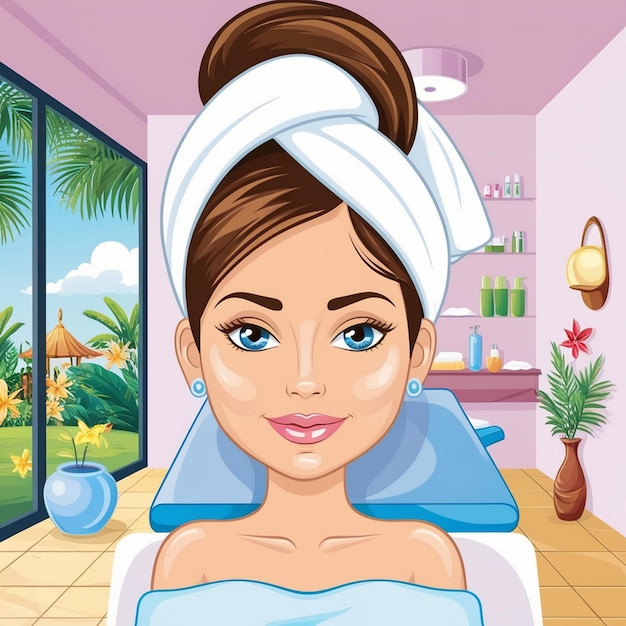 Photo a cartoon illustration of spa and skincare bliss