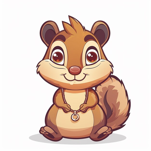 Photo a cartoon illustration of a squirrel with a collar and a necklace