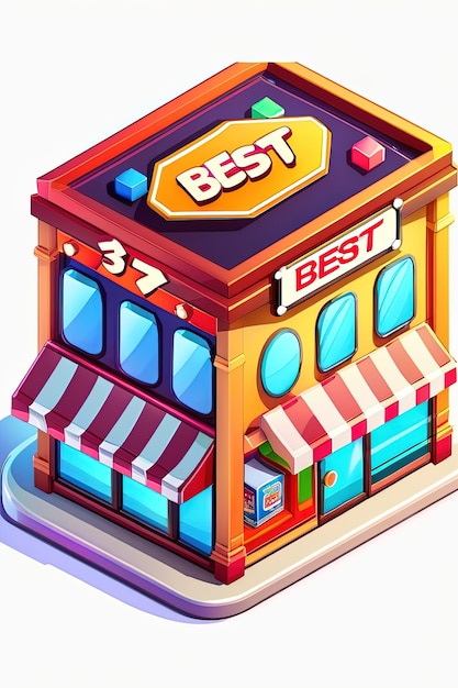 a cartoon illustration of a store called best buy.