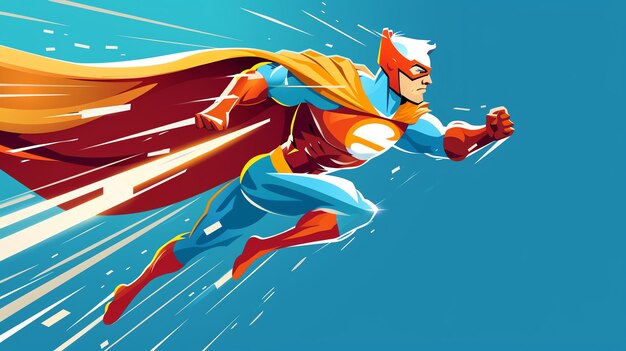 Photo a cartoon illustration of a superhero running in a fighting pose