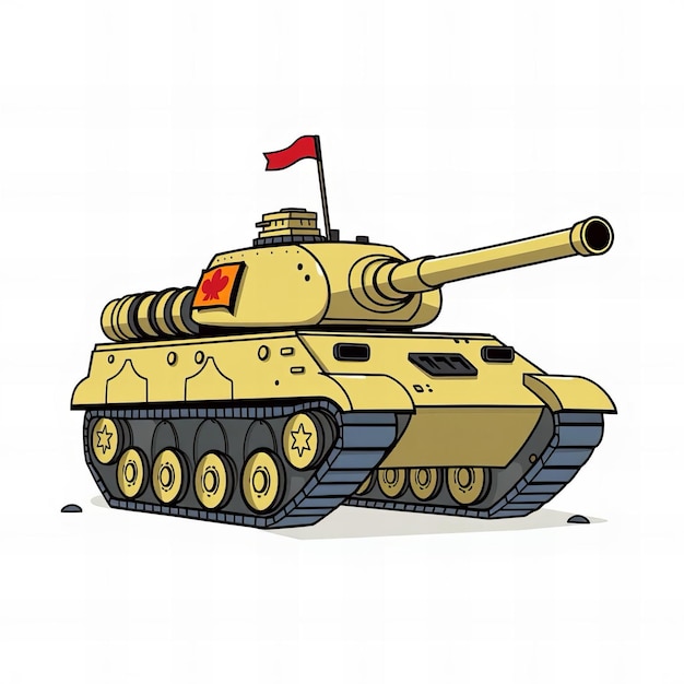 Cartoon illustration of a tank with a flag on top