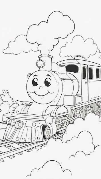 a cartoon illustration of a train with a smiling face