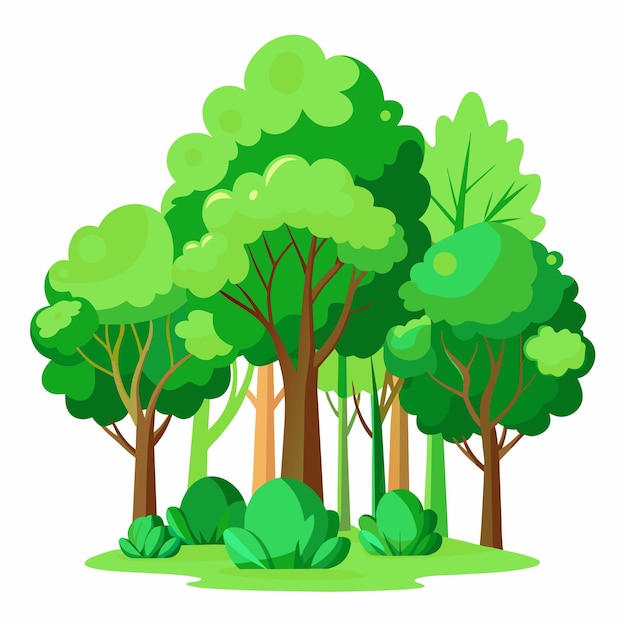 Photo a cartoon illustration of trees with a white background with a cartoon image of trees