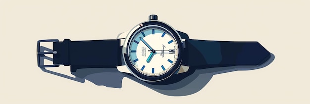 A Cartoon Illustration of a Watch Laid Out Flat