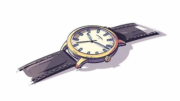 A Cartoon Illustration of a Watch Laid Out Flat