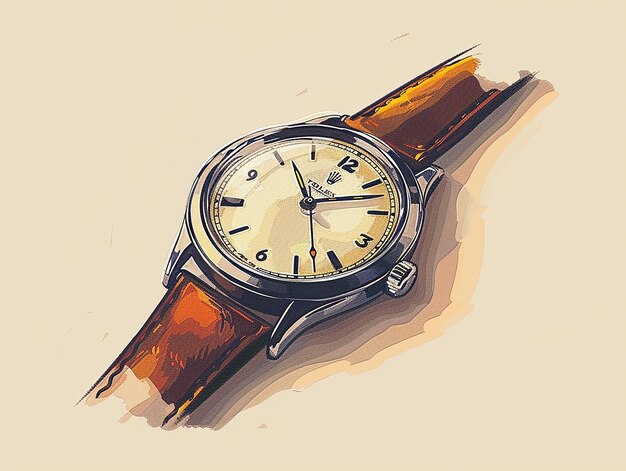 A Cartoon Illustration of a Watch Laid Out Flat