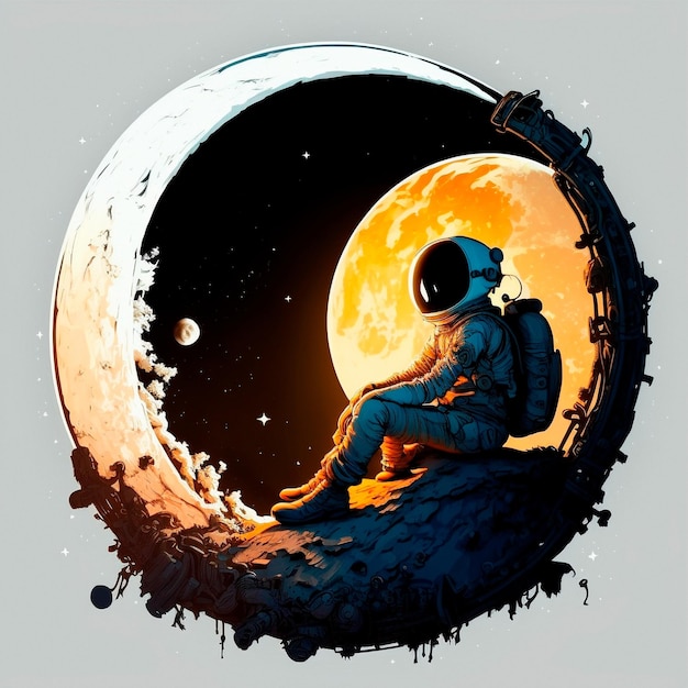 Cartoon image of an astronaut sitting on a moon