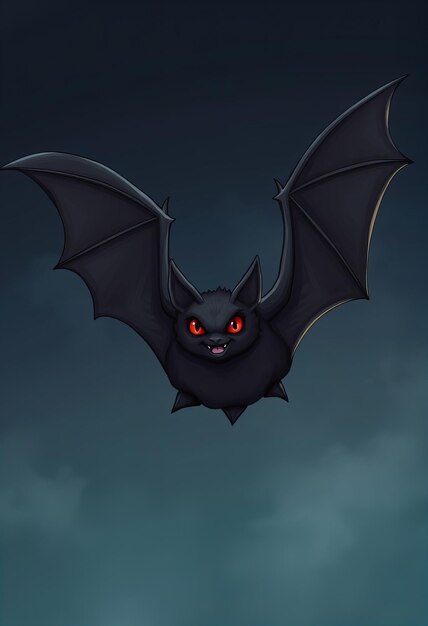 Photo a cartoon image of a bat with red eyes and the word bat on the bottom