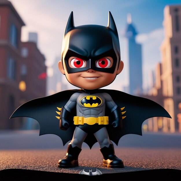 Photo a cartoon image of a batman figure with a red eyes