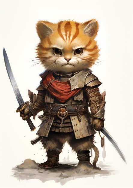 a cartoon image of a cat with a sword and a sword